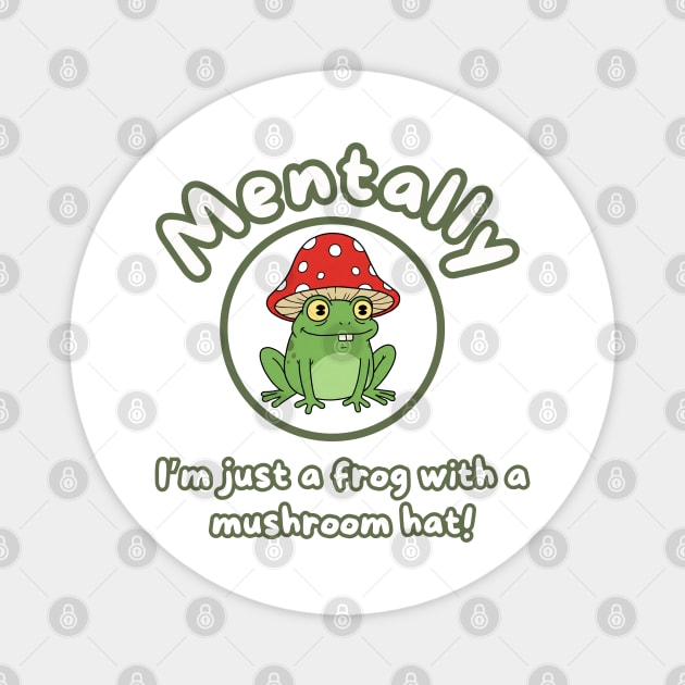 Funny Frog with Mushroom Hat Magnet by Stylecombinator